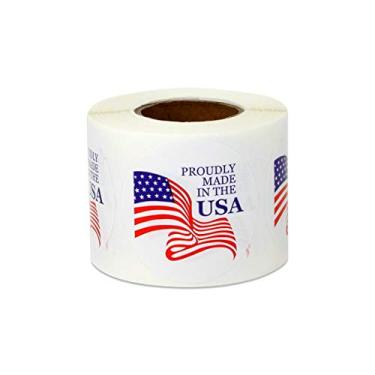 Imagem de Adesivos orgulhosamente feitos nos EUA - Adesivos de origem da bandeira americana com pontos redondos de 3,8 cm para embalagens de produtos, rotulagem de produtos artesanais - adesivo, 300 etiquetas