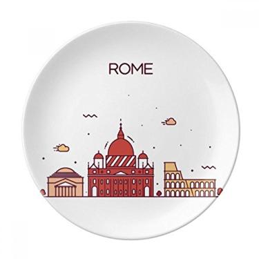 Imagem de Roma Itália Prato com padrão de marco plano decorativo de porcelana Salver talheres, Prato de jantar