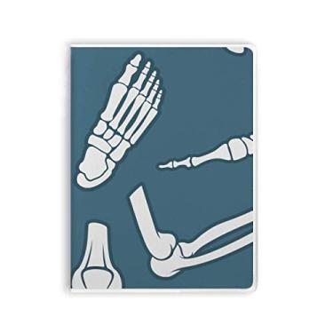 Imagem de Caderno de ilustração de desenho animado azul esqueleto humano capa de goma diário capa macia