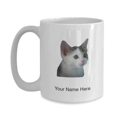 Imagem de Caneca de gato personalizada - Caneca de café para presentes de gatos, ideia de crianças meninos e meninas Amor - Caneca de café de 425 g
