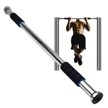 Imagem de Barra De Exercícios e Musculação Ajustável Fixa Porta Parede (Azul)