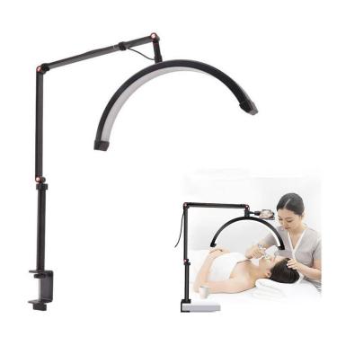 Imagem de Luminaria Estetica Spa Meia Lua Arco 3 Tons Led Suporte Celular Mesa Salao de Beleza Iluminaçao Ajustavel