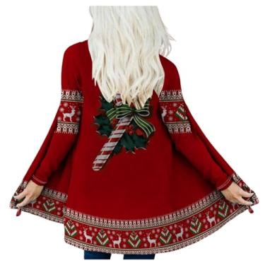 Imagem de Cardigãs Femininos Suéteres De Natal Casual Casual Casual Casual Casual Cape