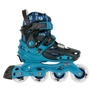 Imagem de Patins Traxart Infantil X-Light Azul Rodas Led - 68/70 Ou 70/72mm Abec