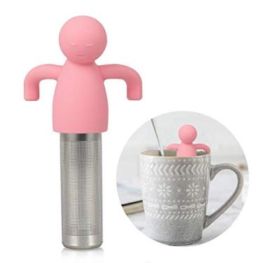 Imagem de Infusor de Chá Leden para Folhas Soltas, Malha Ultra Fina de Aço Inoxidável, Design Fofo com Homem Sorridente, Cor Rosa