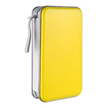 Imagem de LIOVODE Capa para DVD, 96 capacidades, capa de CD portátil, suporte de armazenamento de plástico rígido DVD CD carteira organizador para carro (amarelo)