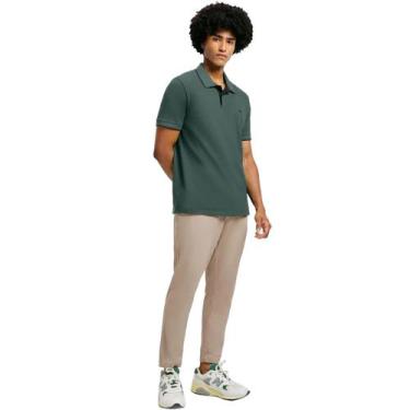 Imagem de Camiseta Polo Hering Básica Masculina Em Piquet Com Bordado Verde Escu