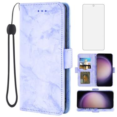 Imagem de Asuwish Capa de telefone para Samsung Galaxy S23 FE 5G com protetor de tela de vidro temperado e capa carteira de mármore flip porta-cartões suporte acessórios de celular S 23 EF S23FE5G UW S23FE 23S