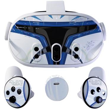 Imagem de Kit de adesivos de pele fácil de aplicar compatível com Meta Quest 3 - Acessórios para capacete clone de fone de ouvido VR - Capa protetora de realidade virtual