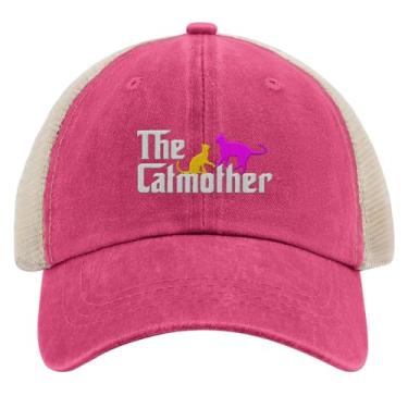 Imagem de Boné de beisebol The Catmother Trucker Hat para adolescentes retrô bordado snapback, Vermelho rosa02, Tamanho Único