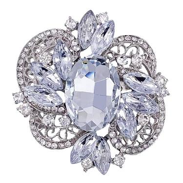 Imagem de LAXPICOL Broche feminino grande de flor de cristal brilhante broche moderno, Cristal, Cristal