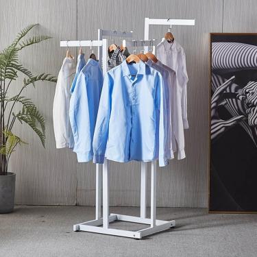 Imagem de Cremalheiras resistentes do vestuário do metal da exposição do varejo da roupa, cremalheira ajustável da ilha da loja da boutique cremalheira de 4 vias, cremalheira de suspensão comercial mo