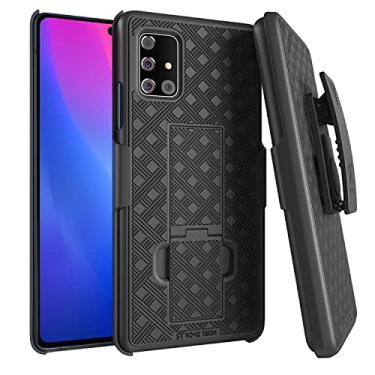 Imagem de Capa coldre com clipe de cinto para Samsung Galaxy A71 5G SM-A716U [NÃO serve para VERIZON 5G UW / A71 4G] - Combo fino e resistente - Capa de telefone com suporte compatível com Galaxy A71 5G - Preto