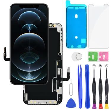 Imagem de HXAQGP Para iPhone 12/12 Pro, tela LCD FHD de substituição, moldura digitalizadora de toque 3D, montagem completa com kit de ferramentas de reparo para iPhone 12/12 Pro de 6,1 polegadas + adesivo à