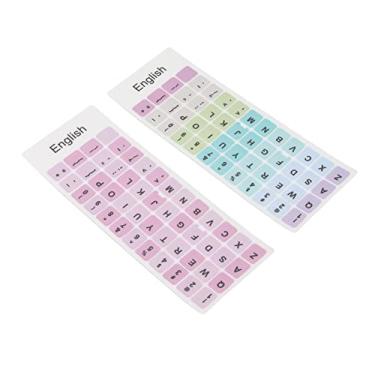 Imagem de 2 peças adesivos de teclado colorido revestimento em inglês material PVC teclas de computador adesivos de teclado letras de substituição adesivos de teclado inglês laptop (A)