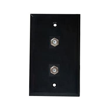 Imagem de BUPLDET Placa de parede coaxial de 2 portas preta - tomada coaxial dupla de entrada única para cabo de TV/antena