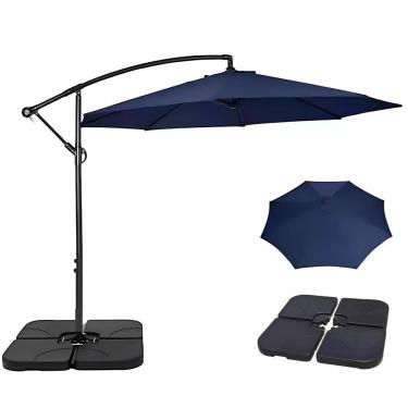 Imagem de Kit Ombrelone Lateral Suspenso 3m Kauai Com Manivela + Base 60L Quadrada - AMZ