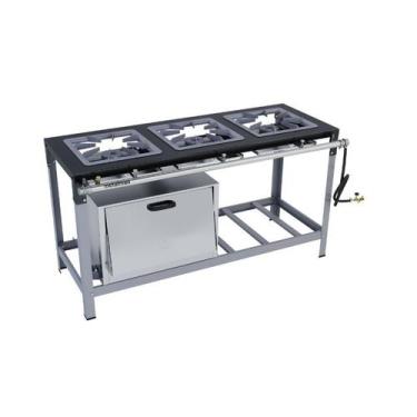 Imagem de Fogão Industrial 3 bocas 40X40 com Forno Alta Pressão Metalmaq