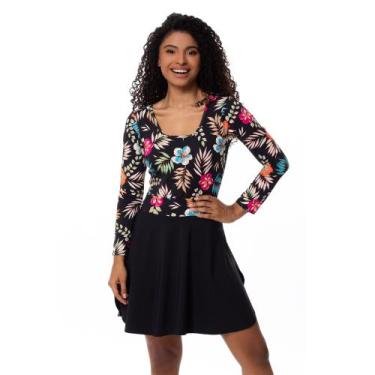 Imagem de Maiô de perninha com saída de praia evangélica Manga Longa UV50+ Do P 