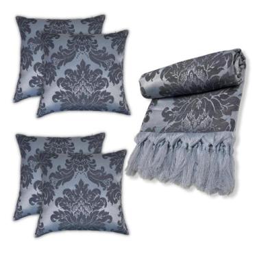 Imagem de Kit Manta Xale Grande Para Sofá E Cama Com 4 Capas de Almofada - MUMUD