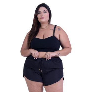 Imagem de Short Feminino De Praia Piscina Banho Plus Size Tactel C/ Elastano Lis