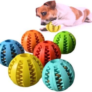 Imagem de Bola Pra Cachorro Porta Petisco Brinquedo Pet Kit 2 Bolinhas Cor Sorti