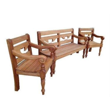 Imagem de Jogo De Bancos Naipe Vazado em Madeira de Demolição - Cód 1366 - Barro