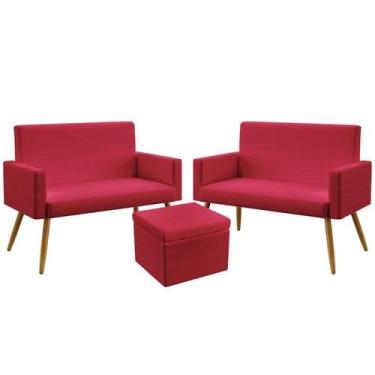 Imagem de 2 Poltronas Namoradeira Vega Almofadada Sem Rodapé Com Puff Quasar Sue