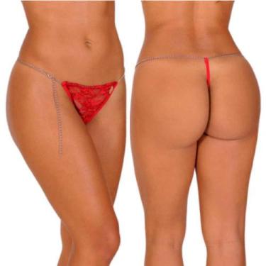 Imagem de Calcinha Fio Dental Tanga Renda Corrente De Metal Pocotó - Lingerie Se