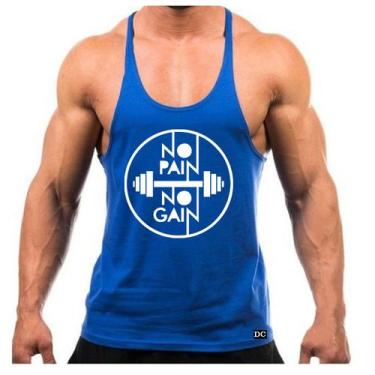 Imagem de Regata Cavada Masculina Estilo Nadador Estampada No Pain No Gain - Mar