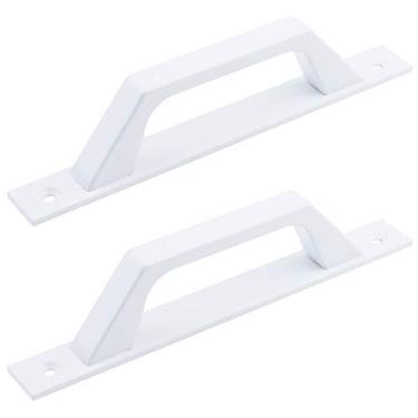 Imagem de Puxador de porta de celeiro 175 mm orifício central de aço sólido puxador de porta resistente Puxador de porta branco com parafusos para porta de madeira portas de celeiro deslizantes portões de garagens galpões