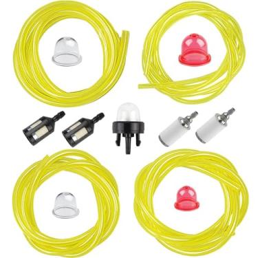 Imagem de Hettluo Tubo de mangueira de gás para motor pequeno, 4 tamanhos, 1,5 m de comprimento, para artesão Stihl Weedeater Husqvarna, aparador de cordas, soprador de motosserra com lâmpada primária, filtro