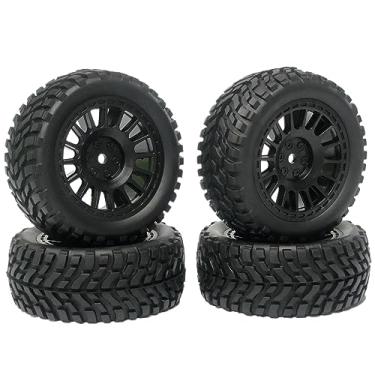 Imagem de WONFAST 4PCS 75mm Rubber Tyres Tires with Foam Inserts and Plastic Wheel Rims 12mm Hex for 1/10 On-Road RC Drift Touring Car 1/14 1/16 1/18 Rally Car for Traxxas WLtoys Redcat HSP HPI(Black)