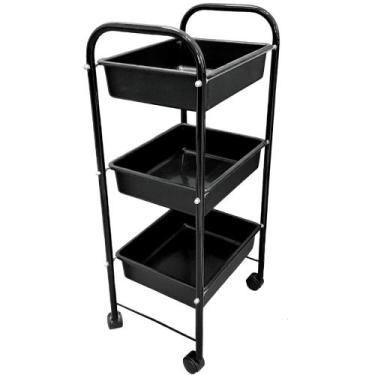 Imagem de Carrinho Auxiliar Cabeleireiro Manicure Salão E Estética - 3 Bandejas 