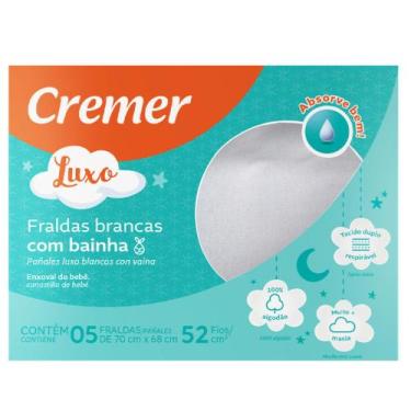 Imagem de Fralda de Pano Luxo Branca Com Bainha - Cremer