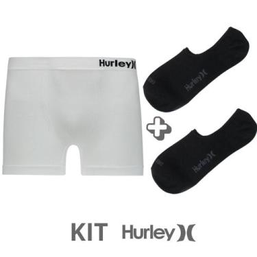 Imagem de Kit 2 Pares de Meia + 1 Cueca Boxer Hurley Seamless, Branco, G