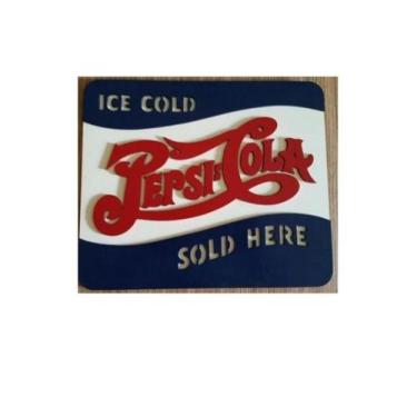 Imagem de Placa Decorativa Quadro Entalhado Em Madeira Pepsi Vintage - Casa Nobr