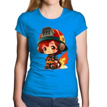 Imagem de Baby Look Algodão Bombeiro Mirim - Foca na Moda, Azul, M