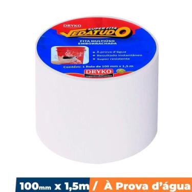 Imagem de Super Fita Adesiva Vedatudo 100mmX1,5m Emborrachada Branca - Dryko