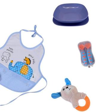 Imagem de Kit refeicao Babador, mordedor, talheres, pratinhos, copo A - Bene Bab