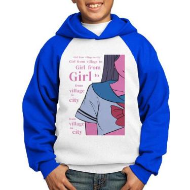 Imagem de Moletom Infantil Girl From Village To City - Foca na Moda, Branco, Azu