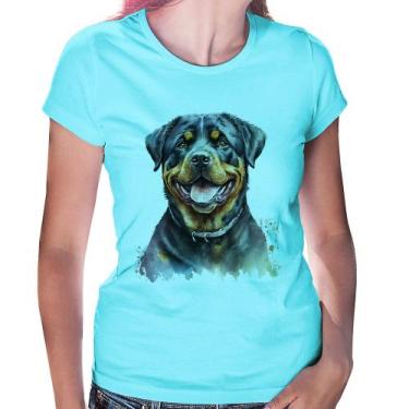Imagem de Baby Look Cachorro Rottweiler - Foca na Moda, Azul claro, GGG