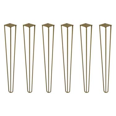 Imagem de Kit 6 Pés de Metal 60 CM Hairpin Legs Mesa de Canto Aparador Dourado G