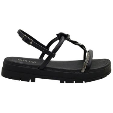 Imagem de Sandalia Feminina Papete Casual Dia a Dia Passeio com Strass Flatform Ft Ana Castela Sua Cia 8362.15675