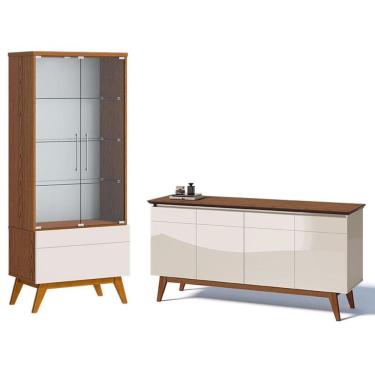 Imagem de Aparador para Sala Buffet 1.6 e Cristaleira Classic Off White Freijó - Imcal
