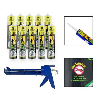 Imagem de Kit 10 Cola Selante PU40 Uso Geral Branco c/Aplicador - SelaBrasil