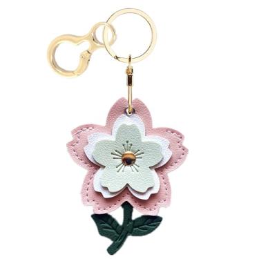 Imagem de Capa de couro compatível com AirTag, linda capa protetora para Apple Air Tag com anel de chaveiro, antiarranhões, rastreador GPS para chaves, bolsa, animais de estimação (flor B)