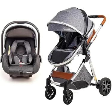 Imagem de Carrinho De Bebê 3 em 1 Ares Cinza, estilo Europeu com Bebê Conforto Passear Baby