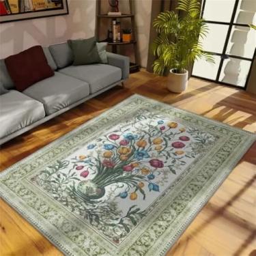 Imagem de HJZSZX Tapete de sala de estar retrô, área grande, estampado, cabeceira, tapete macio, arte, casa, área de lazer, mesa de centro, tapete de pelúcia, QH1633, ER, 300x400CM
