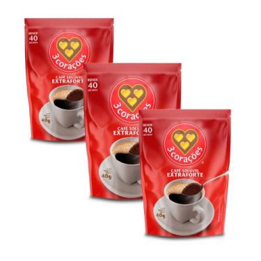 Imagem de Café Solúvel Extraforte Três Corações Kit 3 Pacotes de 40g